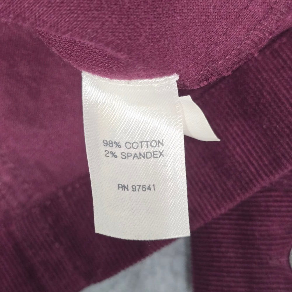 J Jill Corduroy Knee Length Shirt Dress XL Plum Button Country Cottage Fall - Picture 10 of 11